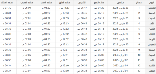 امساكية رمضان 2023/1444 غزة فلسطين – خليجنا 1 امساكية رمضان 2023/1444 غزة فلسطين – خليجنا