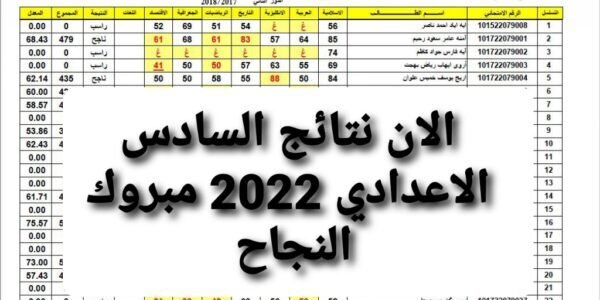 استخراج نتائج السادس الابتدائي 2023 الدور التمهيدي كل المحافظات pdf