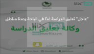 “عاجل” تعليق الدراسة غدًا في الباحة ومحايل عسير وعدة مناطق أخرى بالمملكة
