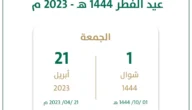 تقويم العجيري 2023 عيد الفطر السعودية