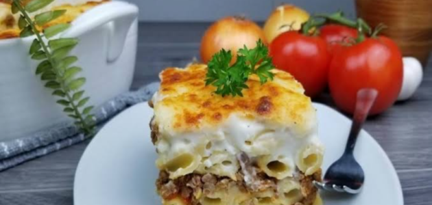 طريقة المكرونة البشاميل بالصوص الابيض