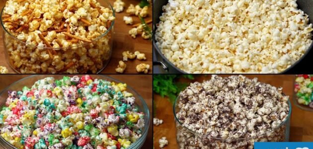 الفشار بالكراميل بأسهل طريقة وفشار بالالوان والاوريو